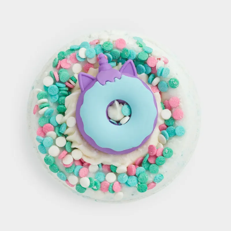 Бомбочка для ванны, 130 гр, с игрушкой, голубая, Зефир сливочный, Пончик-единорог, Unicorn