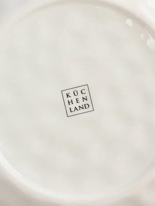 Тарелка закусочная, 23 см, керамика, белая, Олени в лесу, Crumple print, image-4