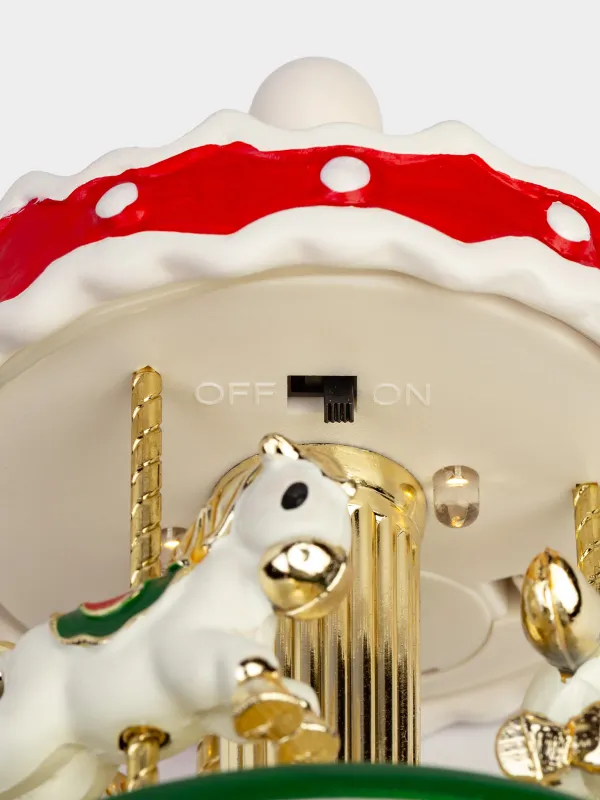 Статуэтка музыкальная, 16 см, с подсветкой, керамика, красно-зеленая, Карусель, Christmas style, image-3