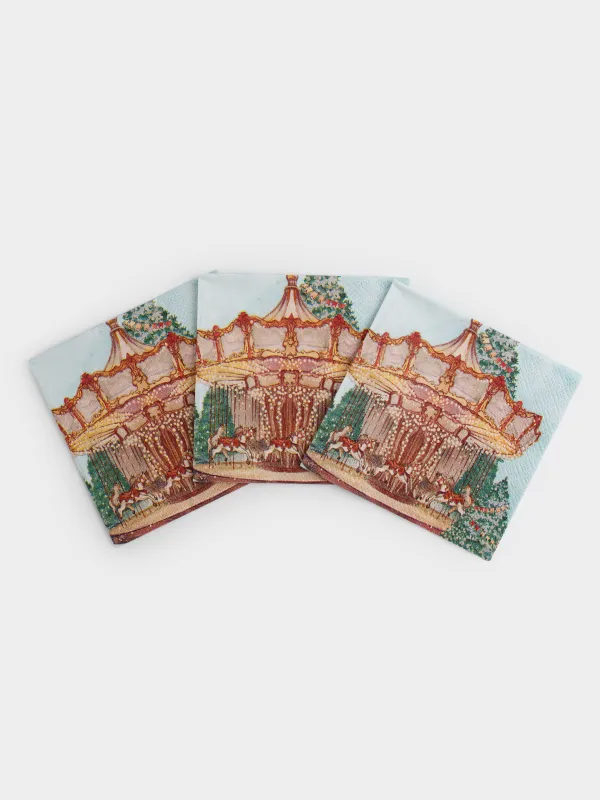 Салфетки бумажные, 21х21 см, 20 шт, квадратные, голубые, Карусель, Carousel, image-2