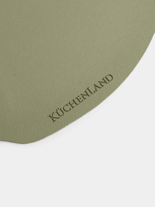 Салфетка под приборы, 35x40 см, ПВХ, фигурная, хаки, Яблоко, Rock shape, image-3