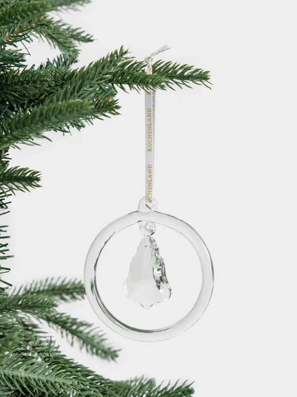 Игрушка елочная, 8 см, стекло, Кристалл в кольце, Figure crystal, image-2