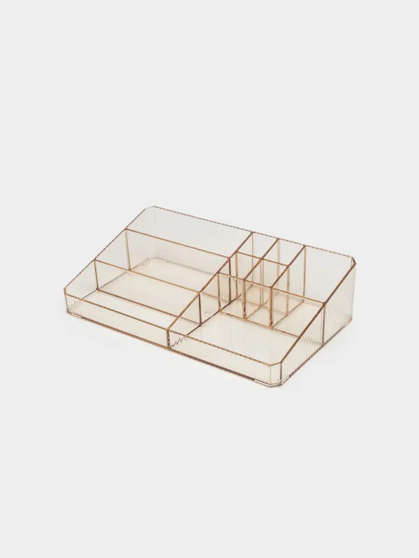 Органайзер для косметики, 29х17 см, 9 отд, пластик, янтарный, Ribby color, image-3