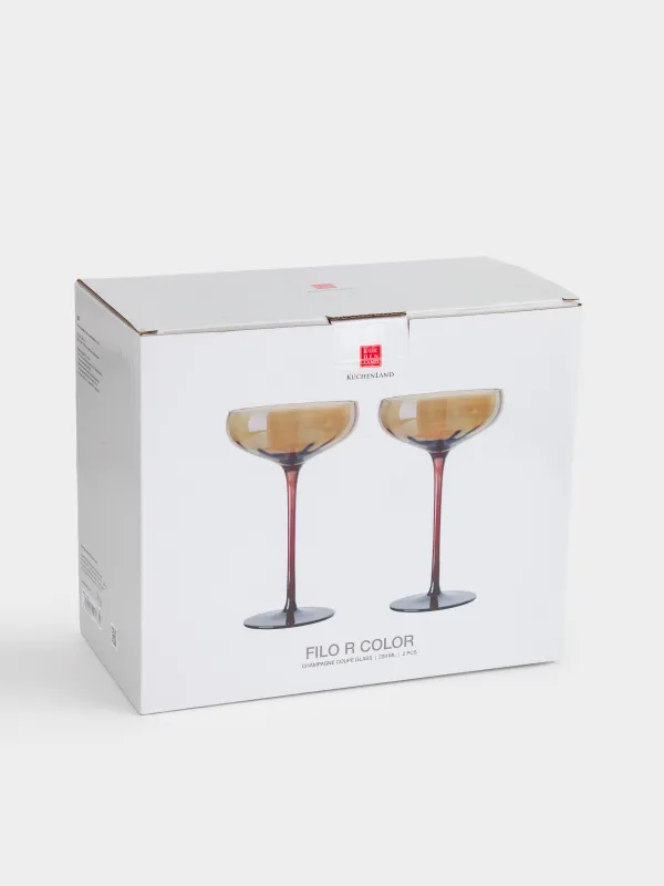 Бокал-креманка для шампанского, 220 мл, 2 шт, стекло, янтарно-коричневый, Filo R color, image-4