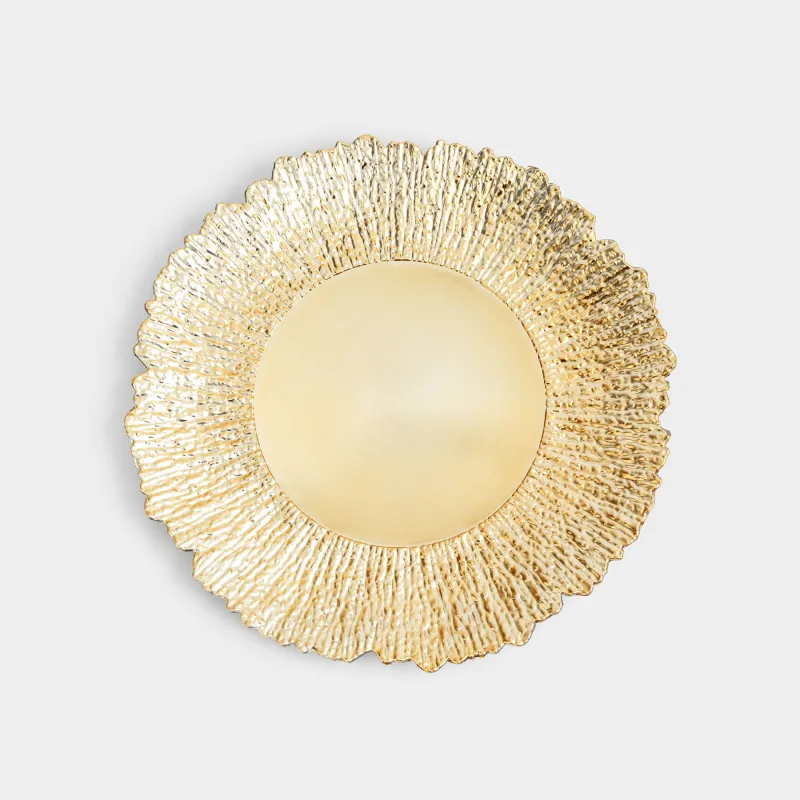 Тарелка подстановочная, 33 см, пластик, золотистая, Льдина, Plastic ice