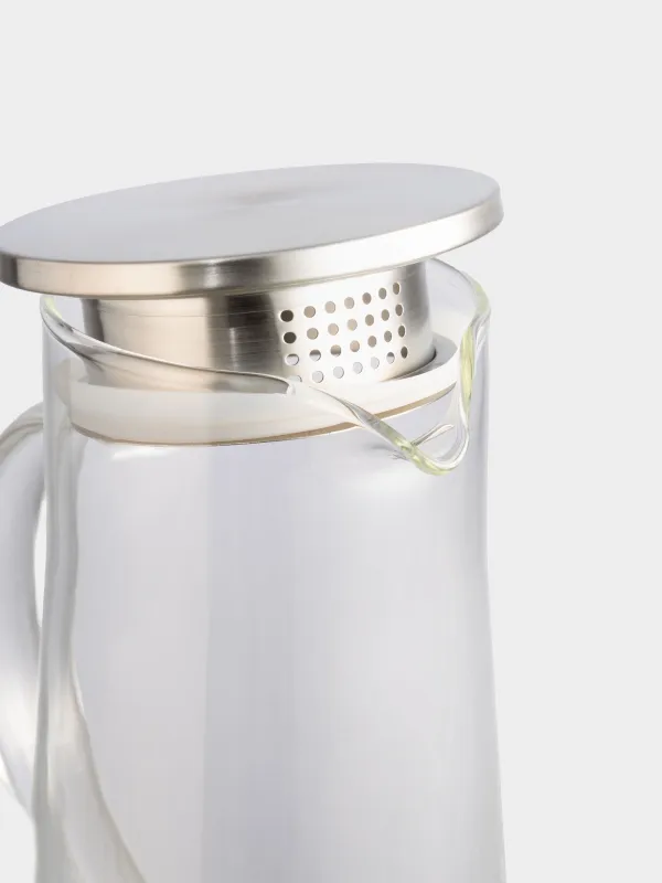 Кувшин, 1,3 л, с крышкой-фильтром, стекло Б/сталь, Pyramid, image-4