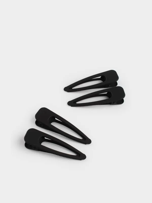 Заколка для волос, 8 см, 4 шт, металл, черная, Basic, image-2