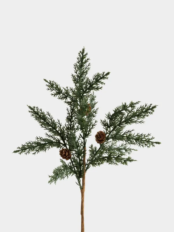 Ветка декоративная, 45 см, Хвоя с шишками, Conifer decor, image-3