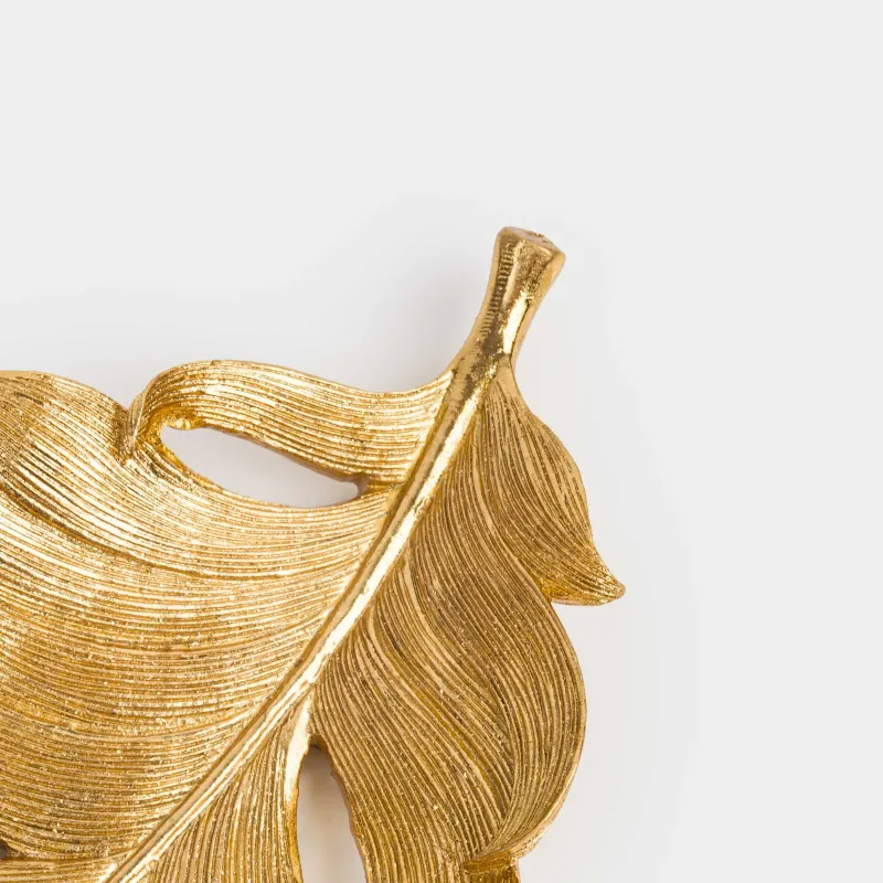 Блюдо декоративное, 38х18 см, полирезин, золотистое, Перо, Feather, image-4