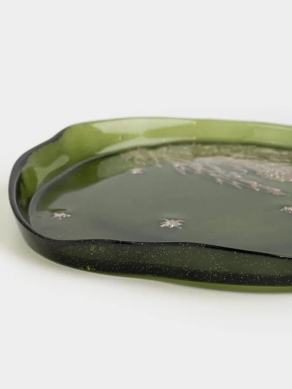Блюдо, 21х2 см, стекло, зеленое, Ветки, Brumal, image-3
