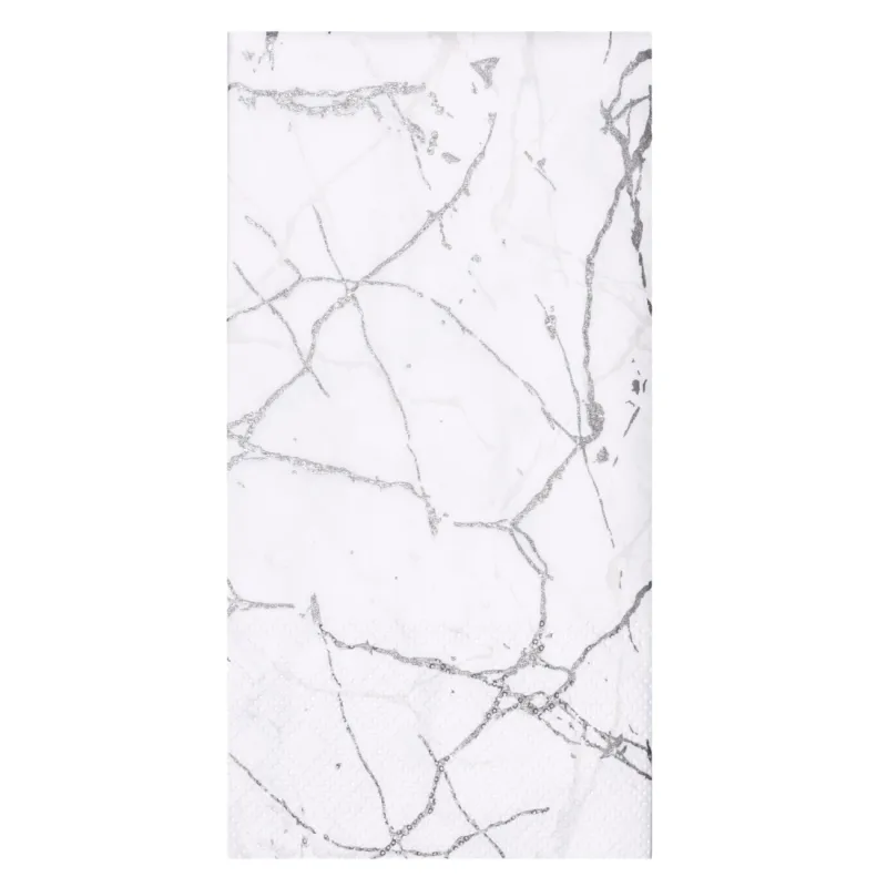 Салфетки бумажные, 33х33 см, 20 шт, прямоугольные, белые, Серебристый мрамор, Maniera