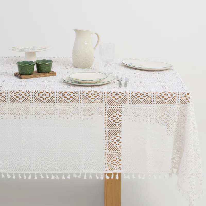 Скатерть, 160х160 см, с кисточками, Ажурный узор, Tracery