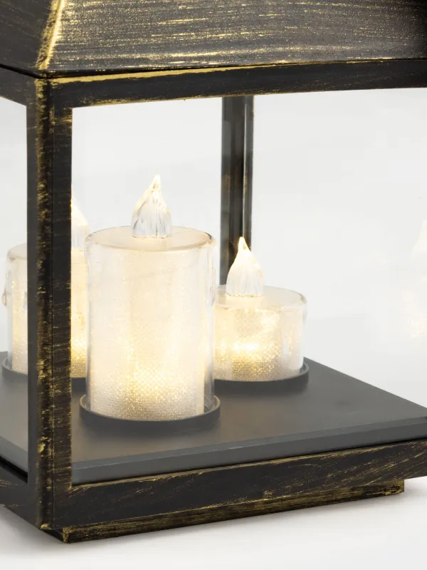 Светильник декоративный, 25 см, пластик, бронзовый, Фонарь со свечами, Bronze style, image-3