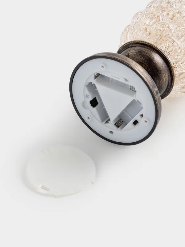 Снежный фонарь, 28 см, с подсветкой, пластик, бронзовый, Шишка, Bronze style, image-3