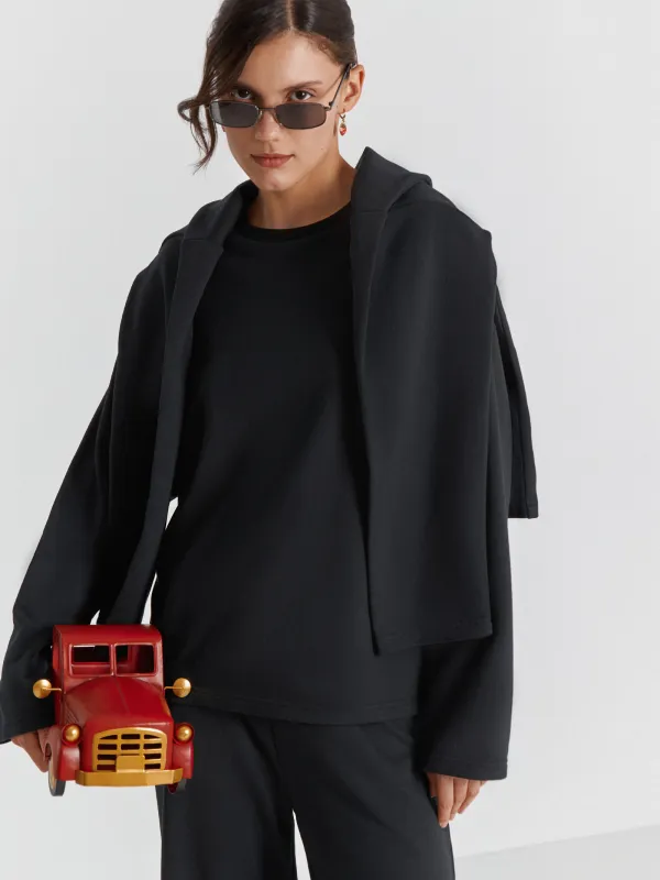 Свитшот женский, домашний, полиэстер/хлопок, черный, Courtney, image-0