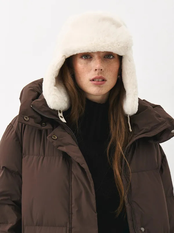 Шапка-ушанка женская, единый размер, искусственный мех, молочная, Furry, image-3