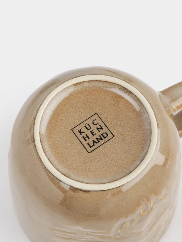 Кружка, 380 мл, керамика, коричнево-бежевая, Олень в лесу, Snowy forest, image-4