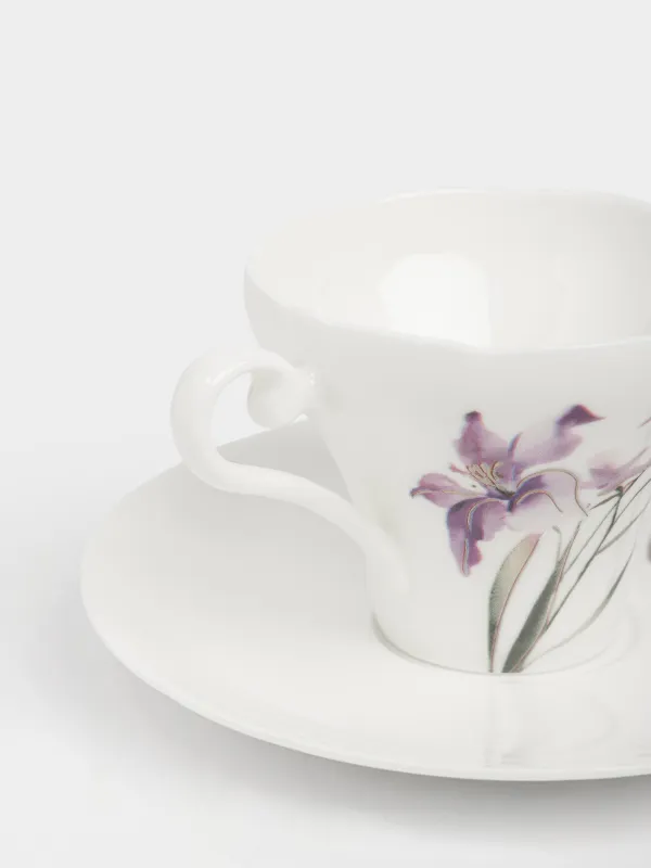 Пара чайная, 1 перс, 2 пр, 180 мл, фарфор F, белая, Ирисы, Iris garden, image-2