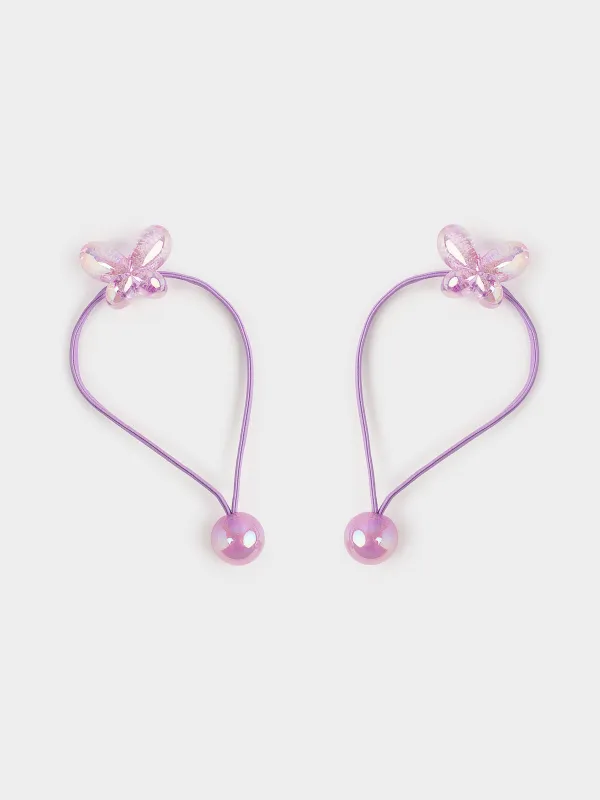 Резинка для волос, 9 см, 2 шт, акрил/полиэстер, лиловая, Бабочка, Gracile, image-0