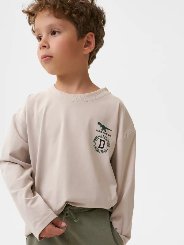 Лонгслив детский, для мальчиков, хлопок/спандекс, серо-бежевый, Carson, image-2