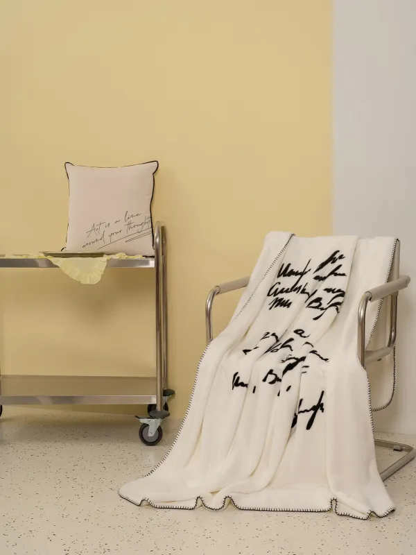 Плед, 140х190 см, фланель, молочный, Черный кант, Flannel, image-4