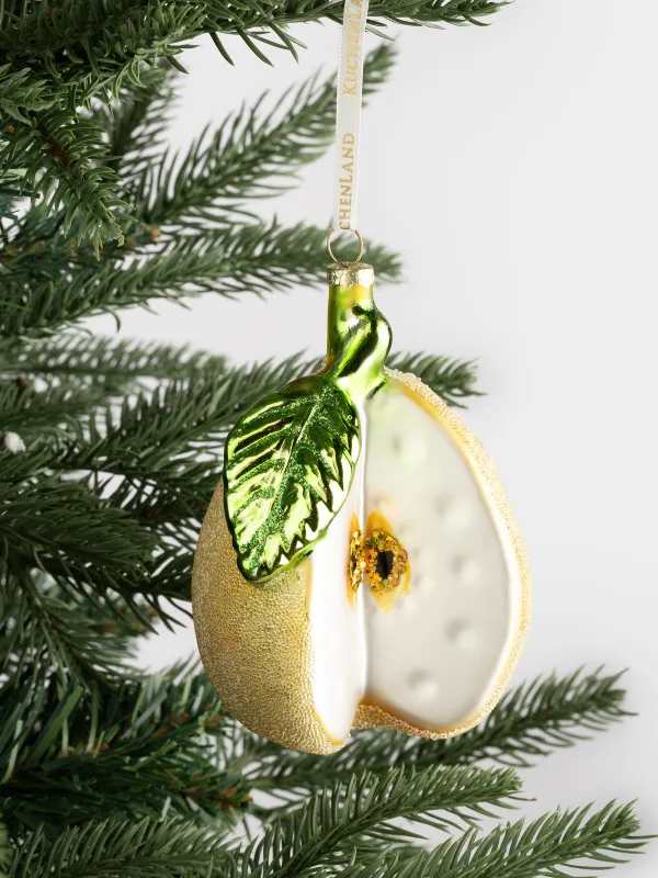 Игрушка елочная, 8 см, стекло, желтая, Груша, Fruits, image-2
