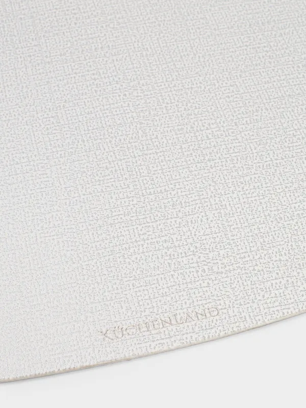 Салфетка под приборы, 30х45 см, ПВХ, овальная, белая, Серебристые капли, Rock, image-2