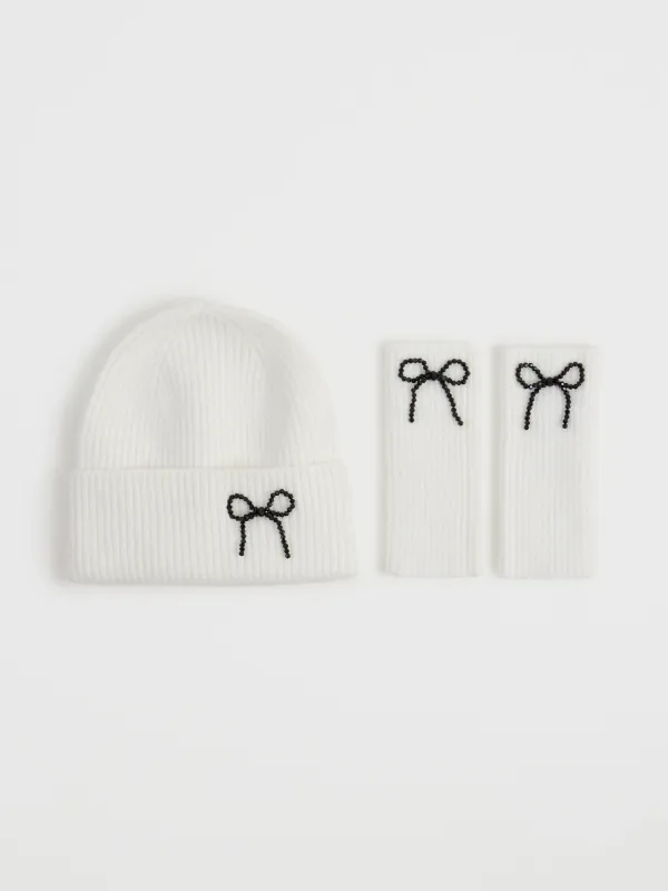 Митенки женские, Knitting bow, image-2