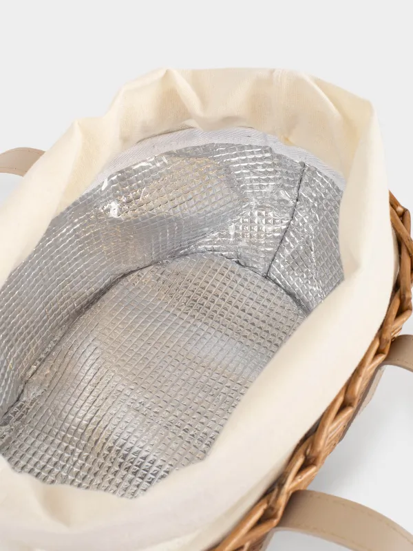 Корзина-сумка, 33x18 см, с термоотделением, лоза/полиуретан, овальная, бежевая, Picnic, image-3