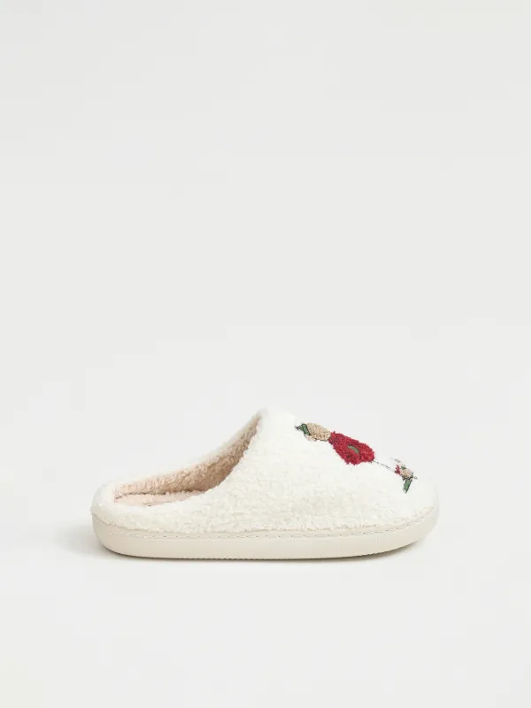 Тапочки женские, домашние, искусственный мех, молочные, Медведи, Needed, image-0