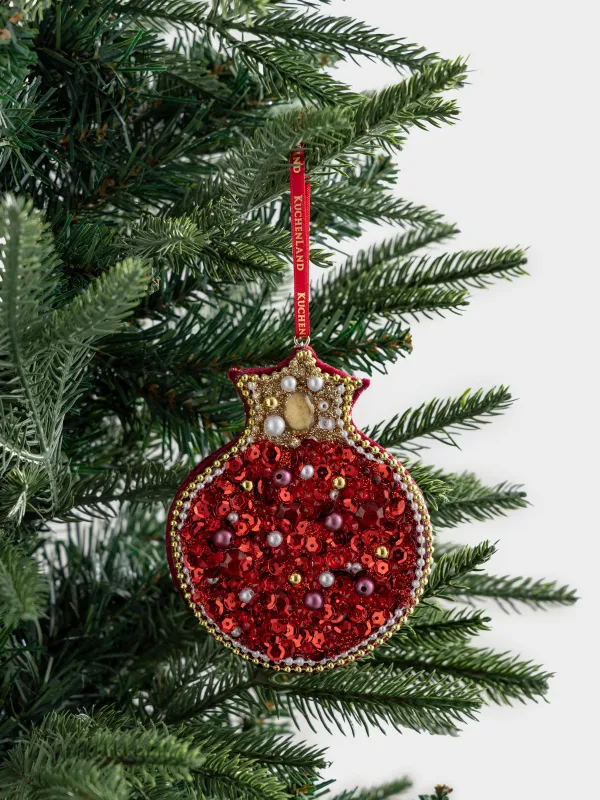 Игрушка елочная, 13 см, пластик/полиэстер, красная, Гранат, Figure pearl, image-2
