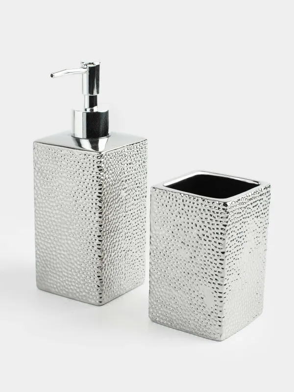 Набор для ванной, 2 пр, керамика D/металл, серебристый, Gallant, image-1