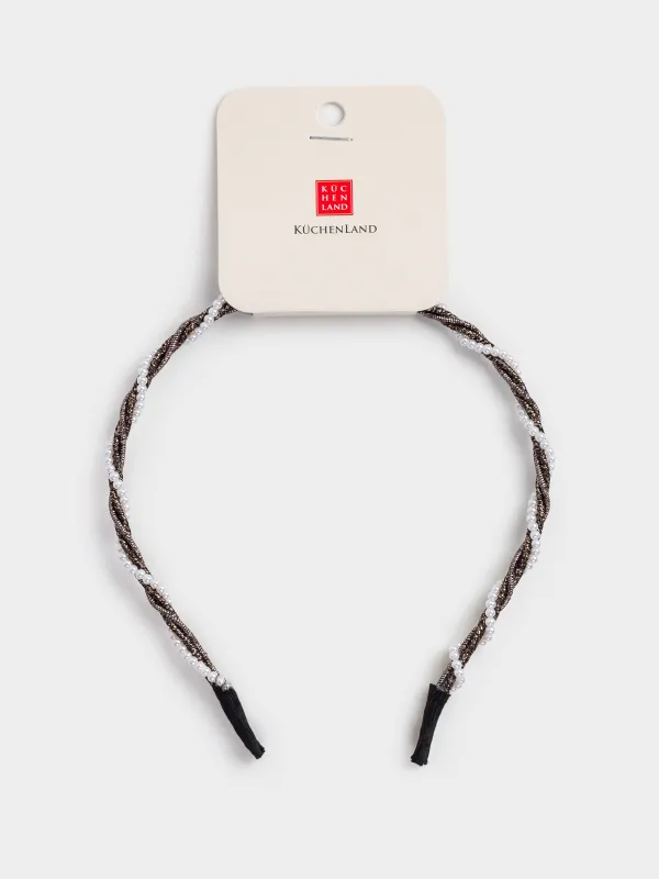 Ободок для волос, 15х13 см, стекло/металл, черный, Hairstyle, image-3