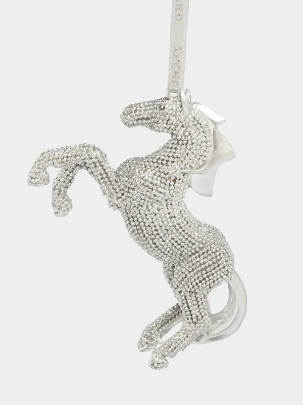 Игрушка елочная, 10 см, полирезин, серебристая, Конь, Figure sparkle, image-0