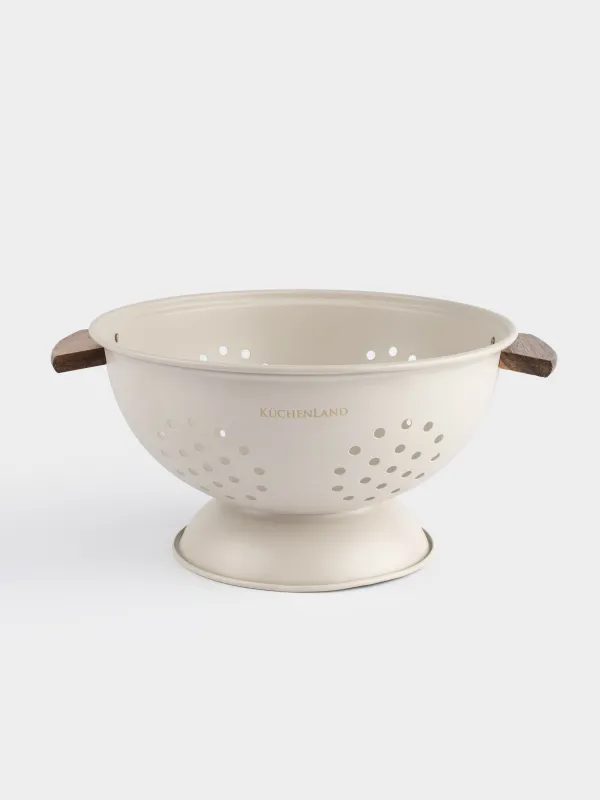 Дуршлаг, 24 см, с ручками, металл/дерево, бежевый, Ritlen