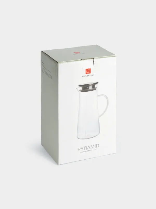 Кувшин, 1,3 л, с крышкой-фильтром, стекло Б/сталь, Pyramid, image-7
