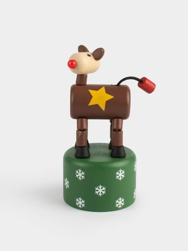 Игрушка, 10x5 см, дергунчик, дерево, коричневая, Собака, Dog, image-0