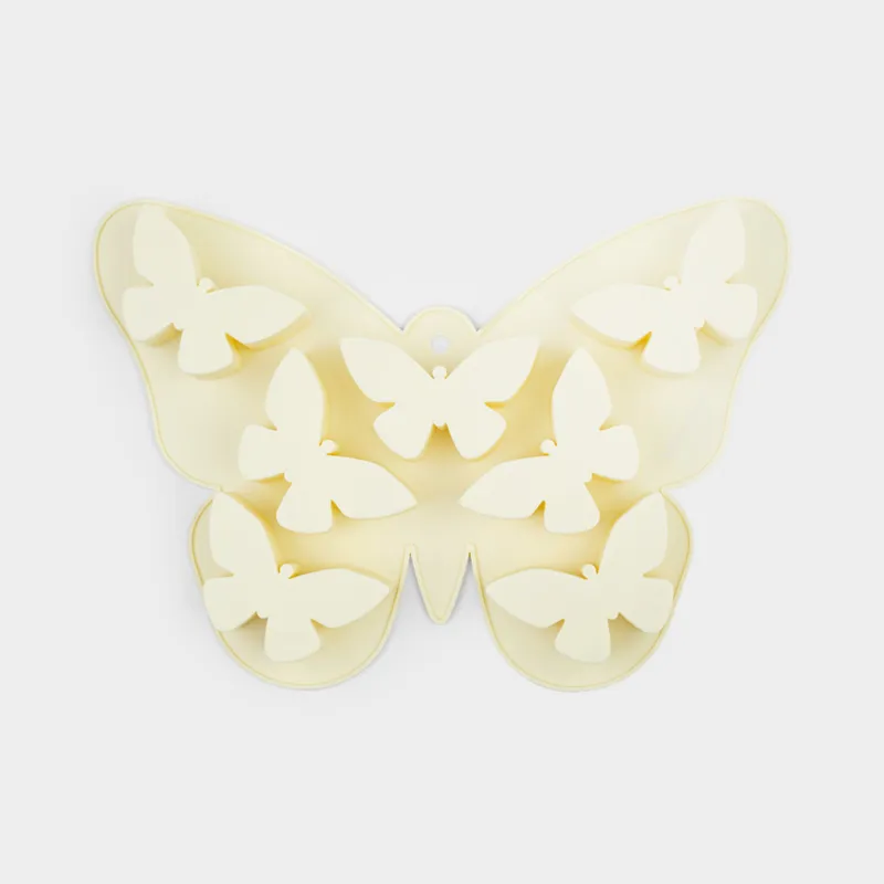 Форма для выпечки кексов, 29х20 см, 7 отд, силикон, молочная, Бабочки, Bakery