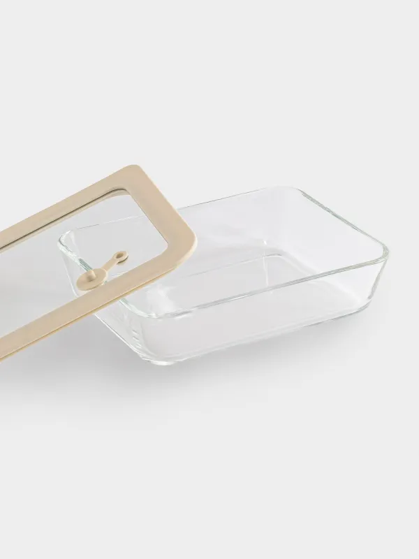 Контейнер, 700 мл, с клапаном, стекло Т/силикон, прямоугольный, бежевый, Verre, image-4