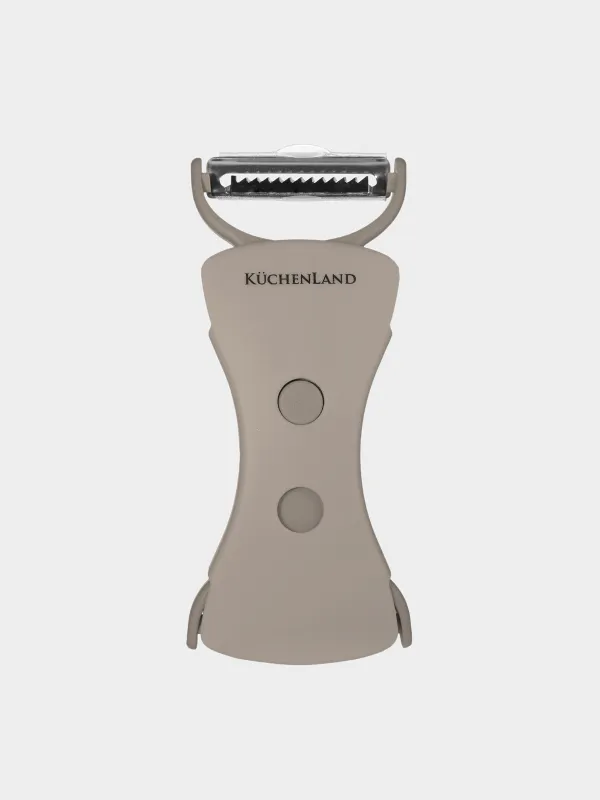 Овощечистка-резак, 13 см, двусторонняя, пластик/сталь, бежевая, Regular, image-1