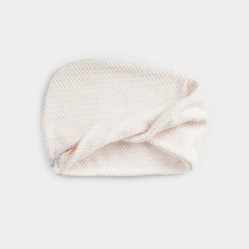 Полотенце-тюрбан для волос, 59х20 см, флис, молочное, Ratine