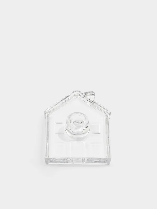 Подсвечник, 14 см, для тонкой свечи, стекло, House shape, image-1