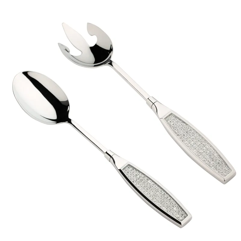 Салатник, 30х13 см, 3 пр, с ложкой/вилкой, на подставке, стекло/металл, Antarctica, image-3