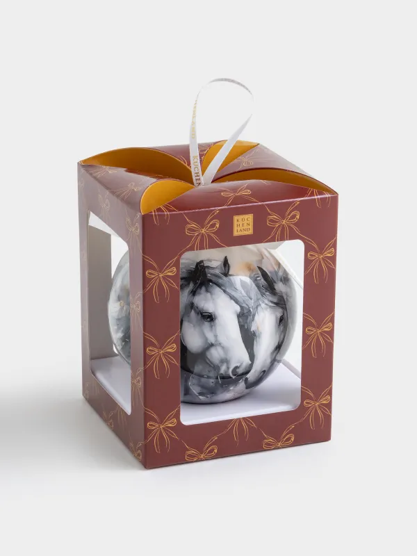 Игрушка елочная, 10 см, пенопласт, Шар, Кони, Ball print, image-3