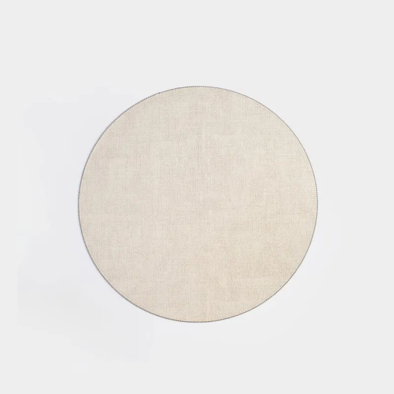 Салфетка под приборы, 38 см, ПВХ/полиэстер, круглая, серо-бежевая, Rock