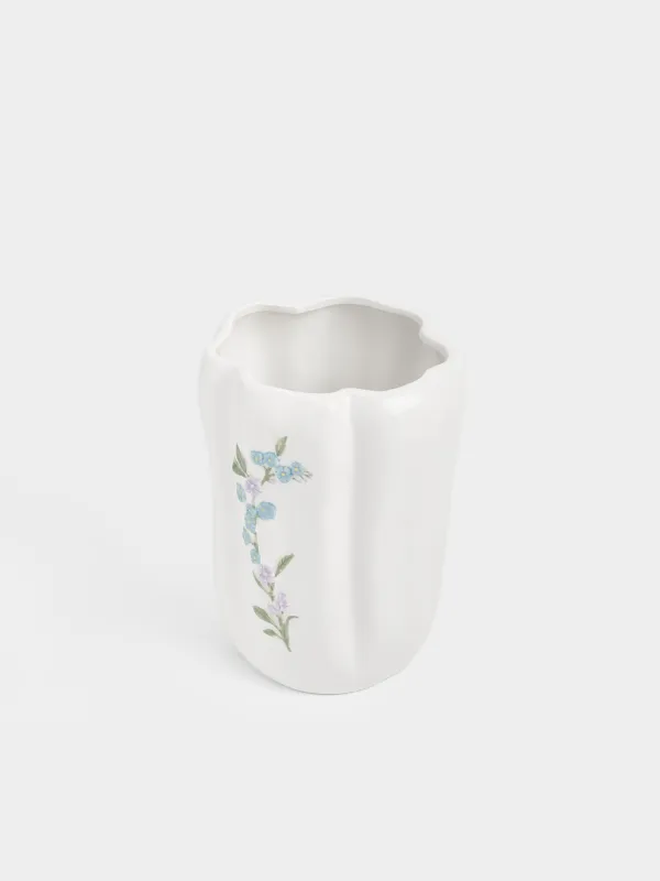 Ваза для цветов, 20 см, керамика D, белая, Незабудка, Crumple flower, image-2
