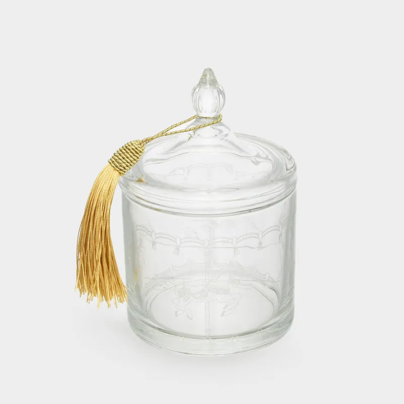 Емкость для хранения, 10х15 см, 500 мл, с кисточкой, стекло, Лошади, Clear pattern