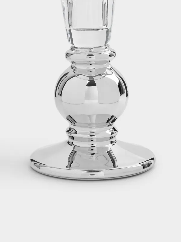 Подсвечник, 13 см, для одной свечи, на ножке, стекло, серебристый, Clear color, image-2