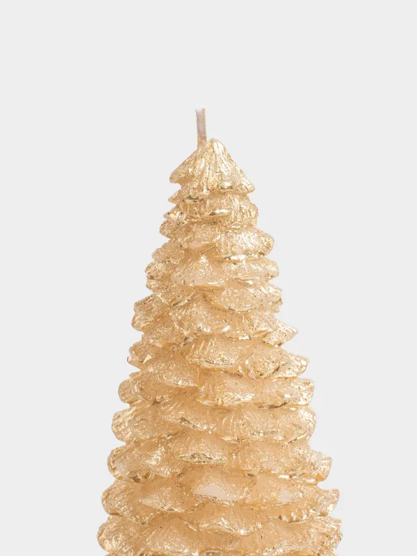 Свеча, 18 см, с блестками, золотистая, Ель, Fir candle, image-1