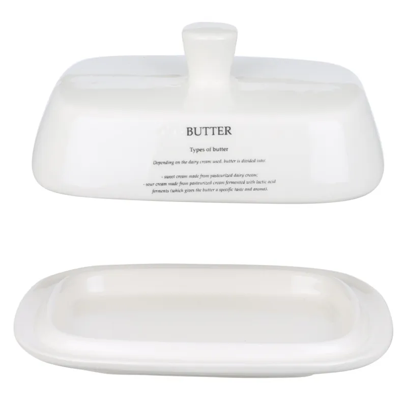Масленка, 18 см, керамика, прямоугольная, белая, Butter, Course, image-1